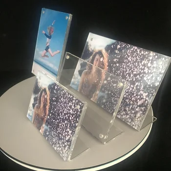 Acrylic strong magnetic L-shaped table card price tag display card photo frame museum photography stage