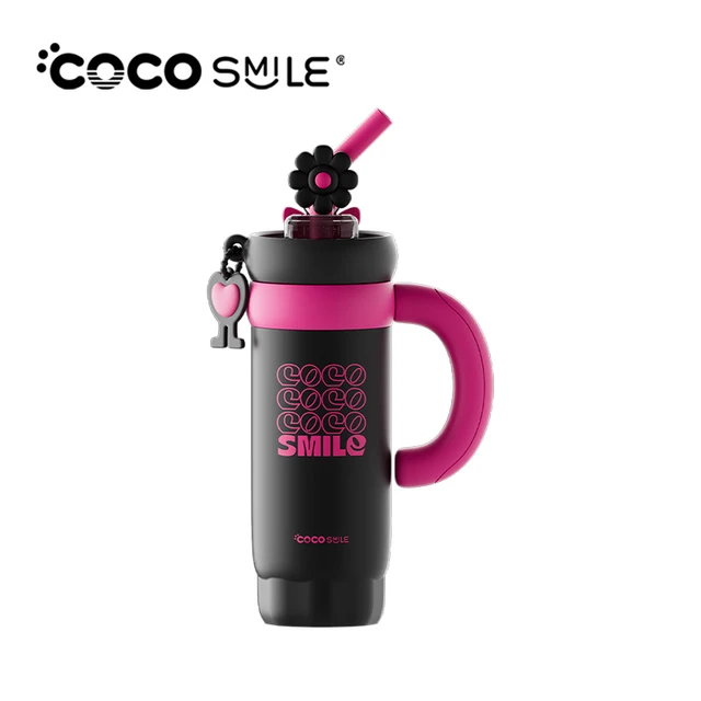 Customized 32OZ Vacuum Tumblers Cup With Handle and Straw Travel Bottles Custom Black Cup Powder Coated Tumbler Leak Proof