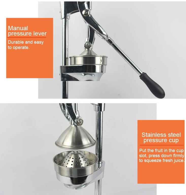 Commercial Grade Manual Citrus Juicer, Extractor, and Juice Press Silver Polished - Image 6