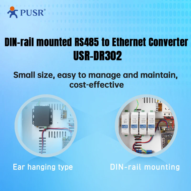 Convertisseur Modbus RS485 Vers Ethernet USR-DR302 - Montage Rail DIN - Transmission Bidirectionnelle Transparente - Pour Industrial IoT, Automatisation