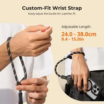For SMALLRIG 38cm Leather & Nylon Adjustable Phone Wrist Strap Lanyard for iPhone and for Samsung detail image