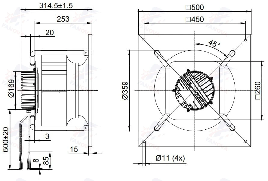 Centrifugal Fan, 230V, 355mm - detail 20