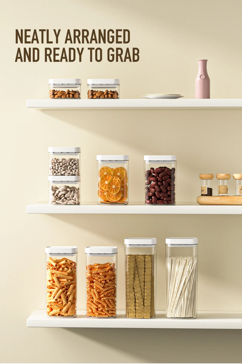 Transparent Plastic Airtight Kitchen Food Storage Container Set with ...