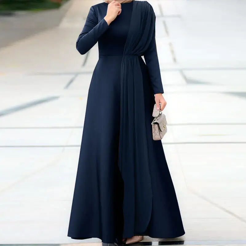 2022 hot style Muslim Womens Ladies Long Sleeve Patchwork Evening