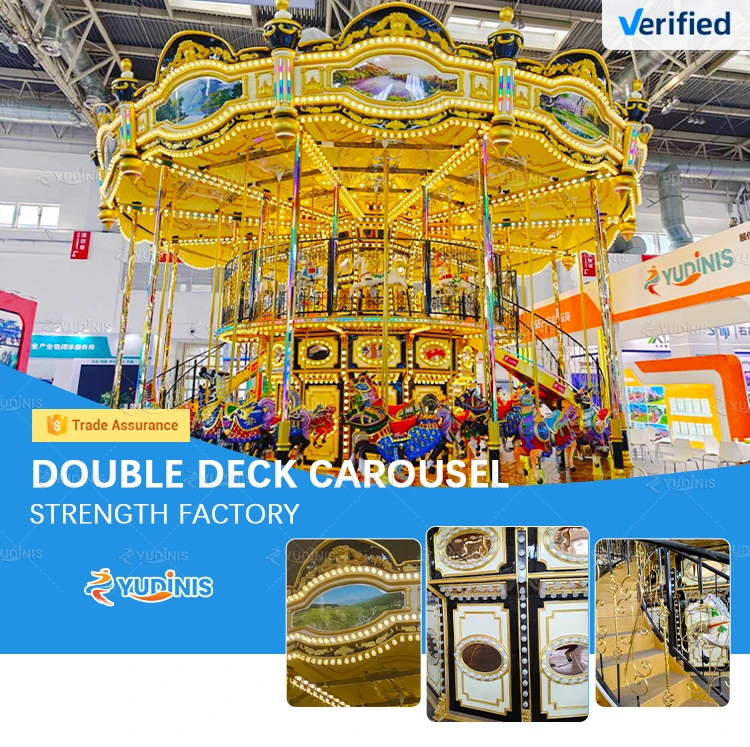 Factory Price Indoor Outdoor Double Decker Metal Carousel Horse Rides ...