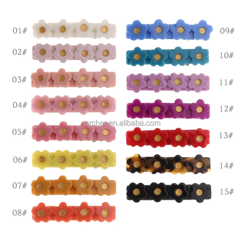 Hot Selling Korean Fashion Kids hair accessories clip child flowwr sweet acrylic candy color flower hair pin clip