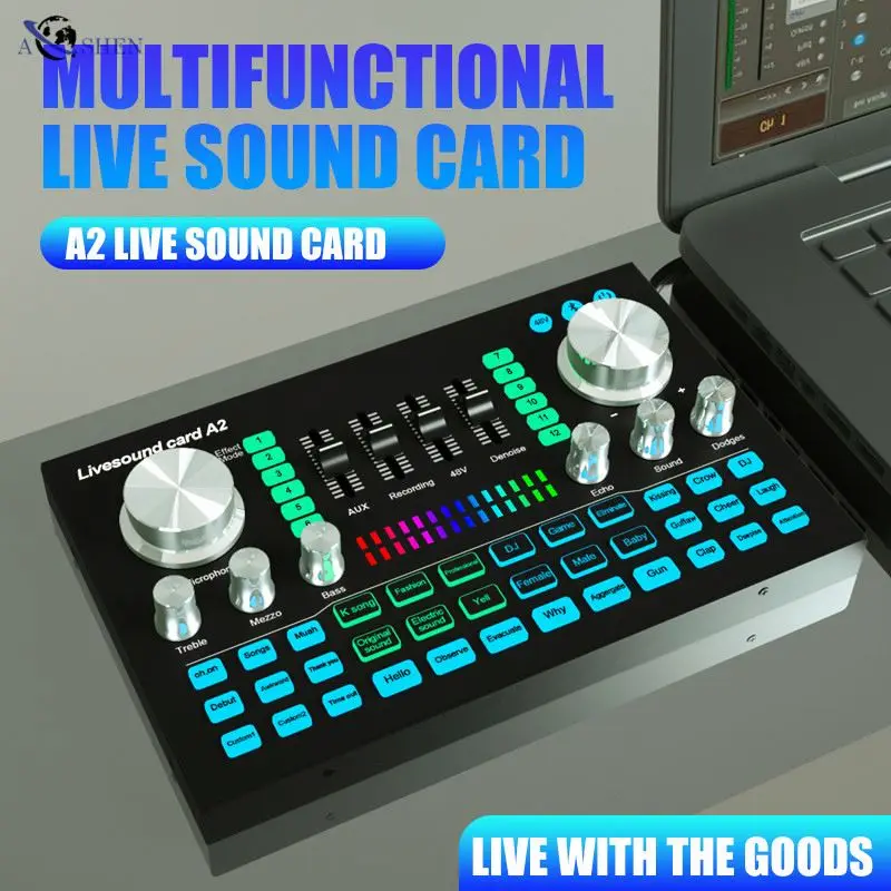 A2 Wholesale USB Sound Card External Audio Mixer Smart Phone Tablet Live Broadcast Recording With BT Interface Soundcard