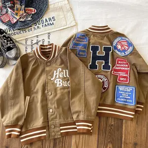 Custom Japanese-style Medieval Children's English Badge Patch Baseball Jacket Cardigan Clothes for Kids