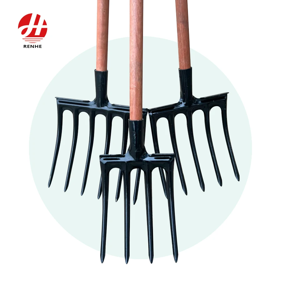 China Manufacturer's Horse-Shape Garden Fork Agricultural Digging steel Fork with Wooden Handle