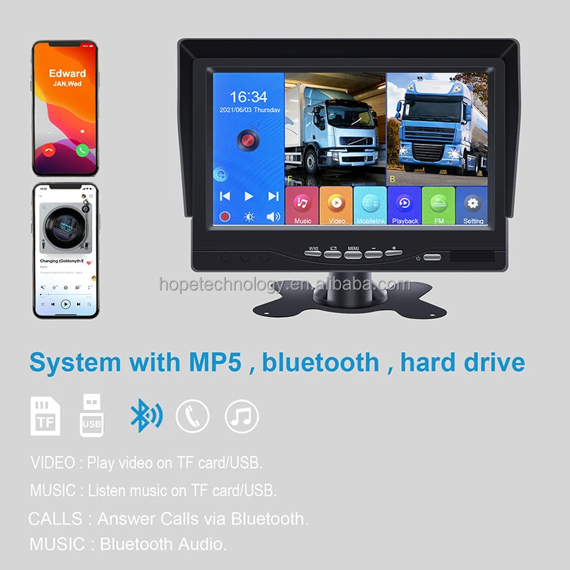 7 дюймов 1080P IPS монитор IP68 Водонепроницаемая камера ночного видения цифровой видеорегистратор MP5 DVR 2CH