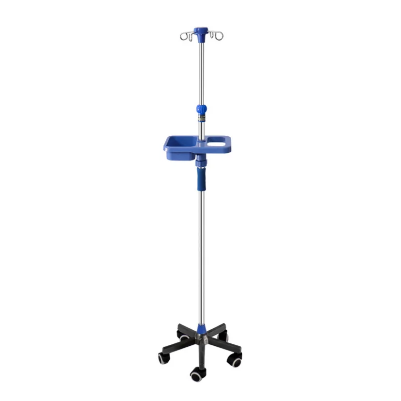 Hospital and Clinic Medical Adjustable Mobile IV Pole Drip Stand 4 hooks and Square cartridge infusion stand supplier