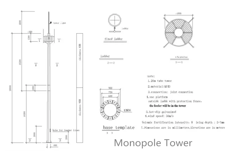 product 20m 30m 40m 50m 60 meter monopole tower 5g galvanizing cell phone communication tower single tubular mast-2