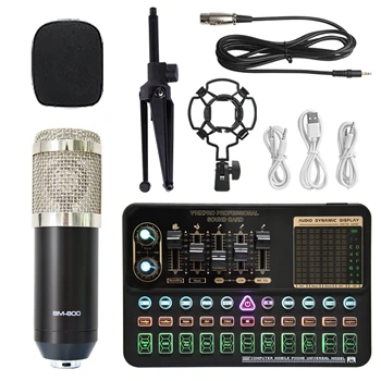 V10XPRO External Sound Card Mixer Board Voice Changer Noise Reduction Multiple Effects Audio Sound Card home podcast equipment