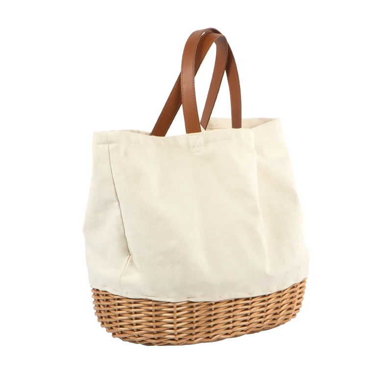 Nature Handmade Cheap Spring Unique Weaving Beach Logo Folding Outdoor Wicker Willow Tote Picnic Baskets Bag