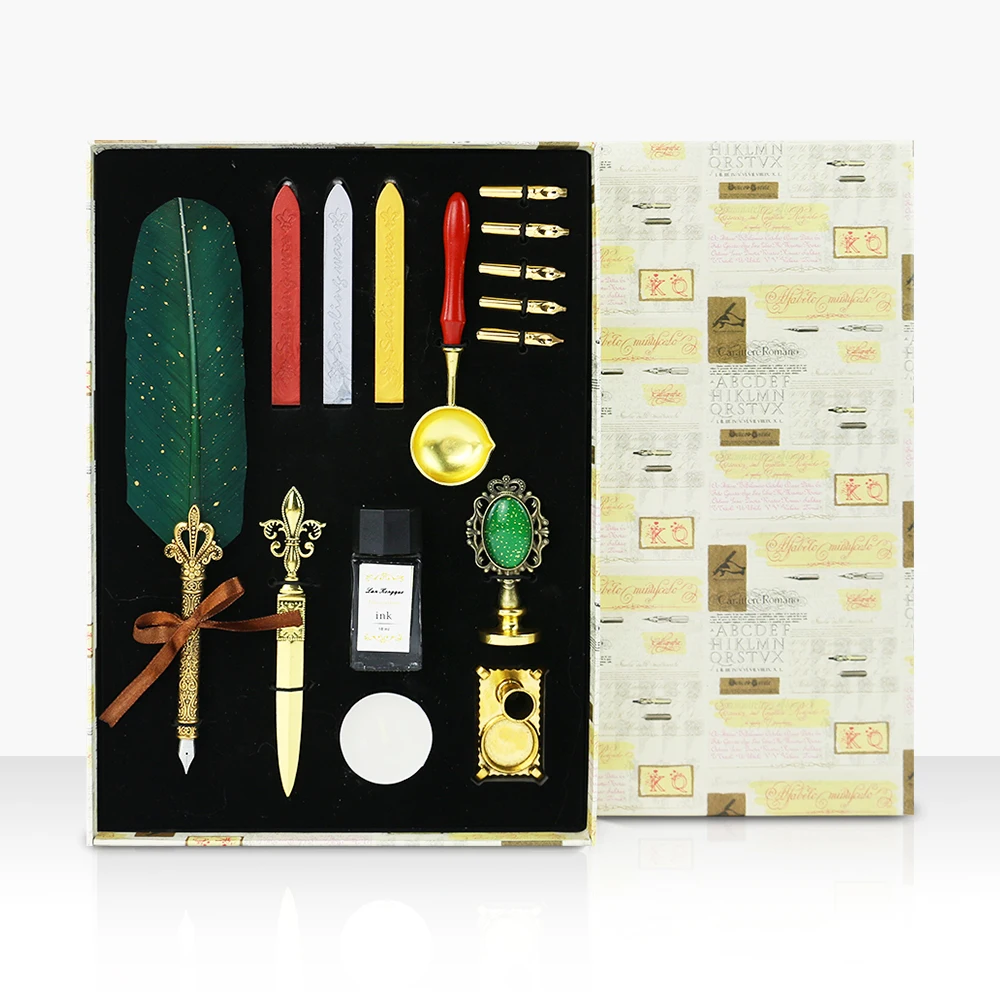 High Quality Peacock Fountain Pen Calligraphy Pens Ink Set Quill