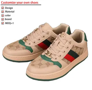 ashion Designer Men's Leather Skateboard Shoes High Quality Thick Sole Sneakers Lace-Up Summer Sporty Custom Fashion Trend