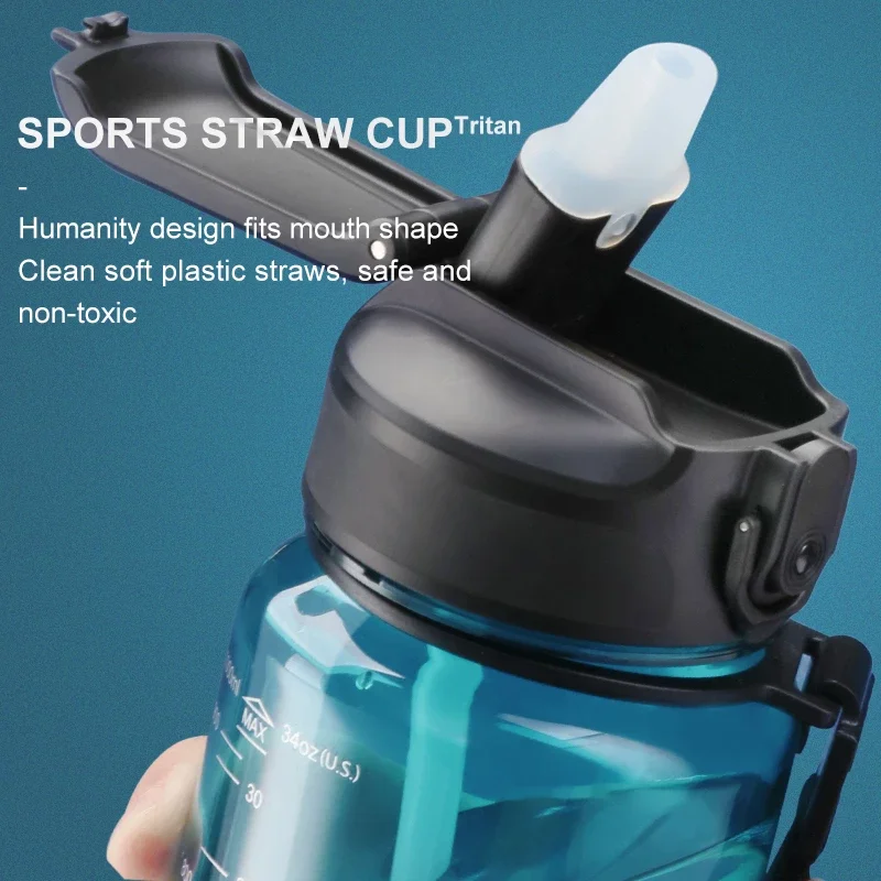 Portable 6 Colors Tritan Material Water Bottle With Straw Outdoor Sport  Fitness Drinking Bottles Durable Plastic Bottle850ml / White in 2023