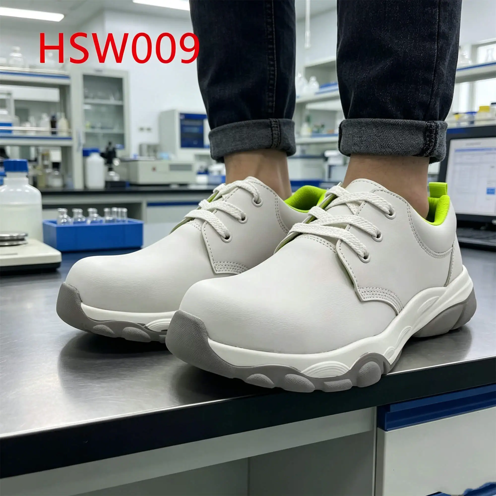 ZYF,Quality Control Lab Bacteria Resistant White Safety Shoes Inspection Center Static Discharge Protection Work Clogs HSW009