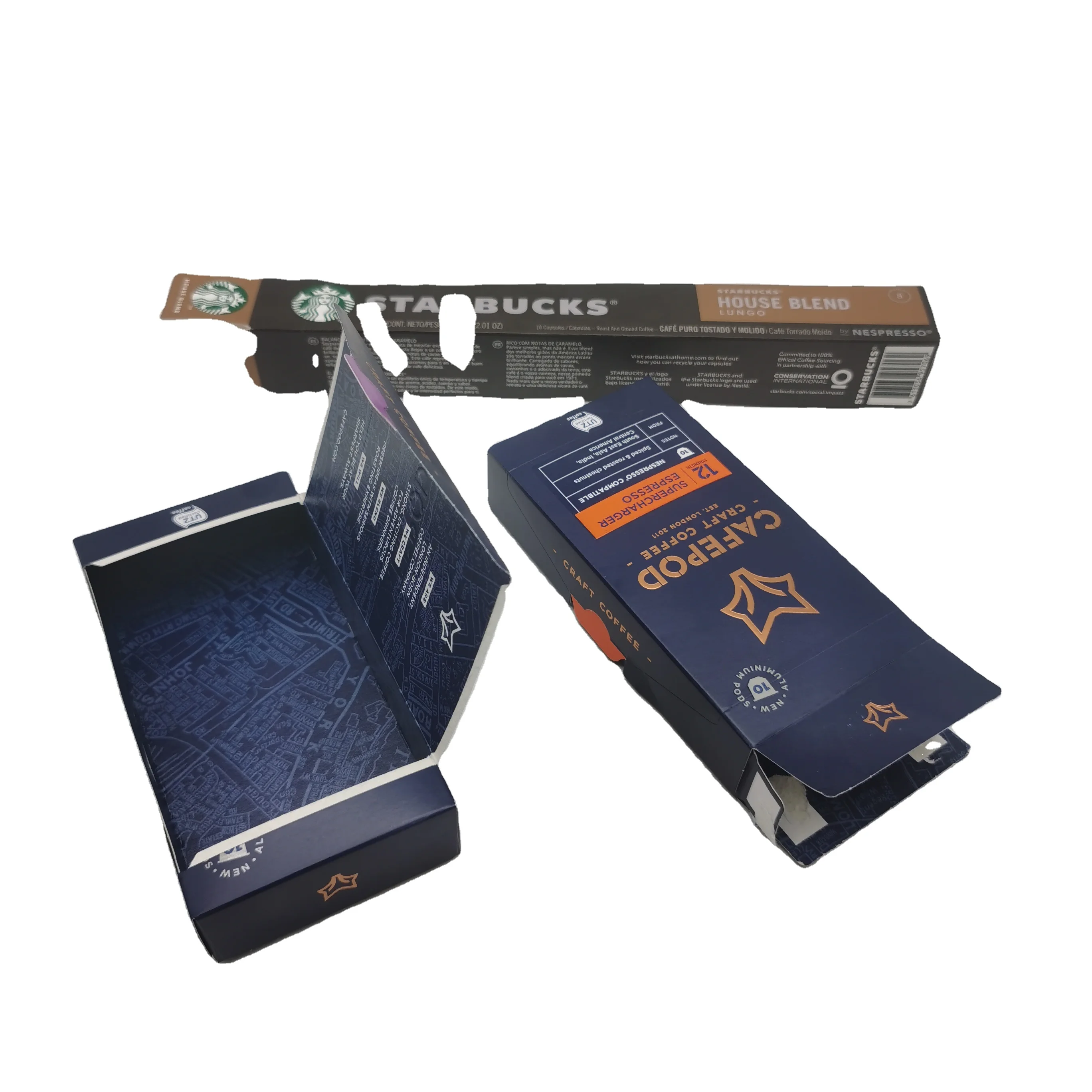 Coffee Packaging Paper Box Custom Double Sides Printed Tea Espresso Coffee Capsule Packaging for Coffee