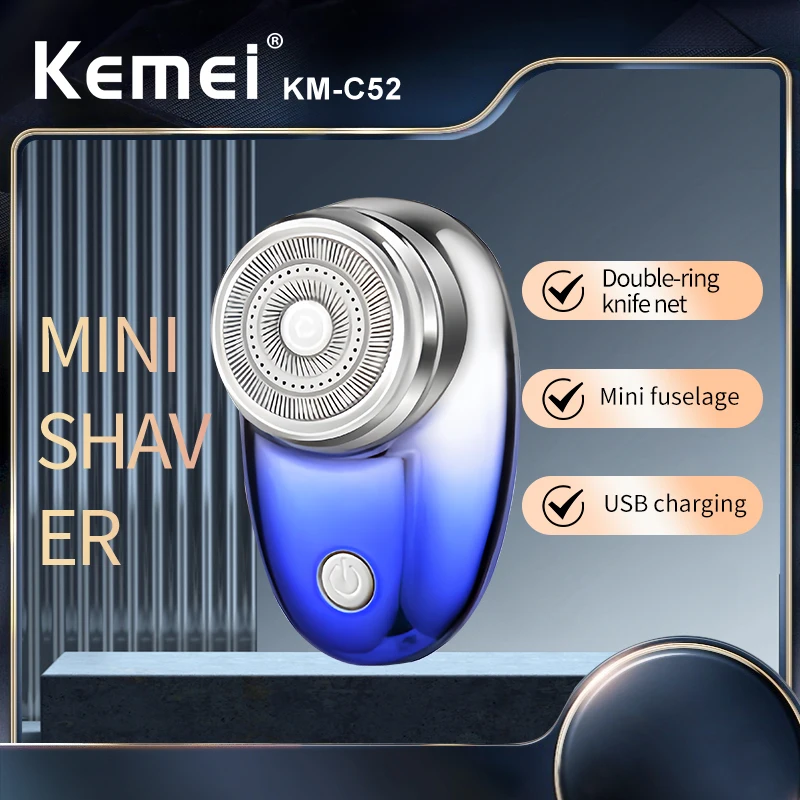 Mini Rasoir électrique Rechargeable USB Type-C - Portable Avec LED - Pour Homme - Sans Fil - Multicolore