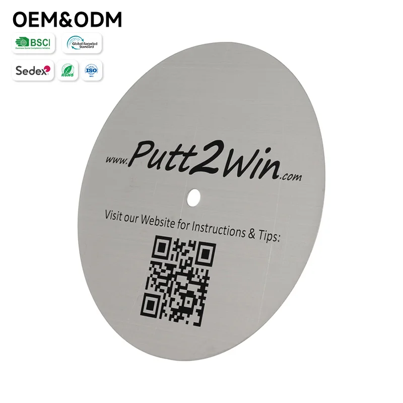 Round Shape Laser Marked Single Center Hole Golf Brand Instruction Serial Number QR Code Plates QR Asset Labels