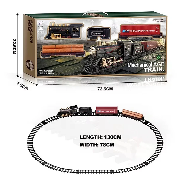 Jinming Smart Electric Smoking Track Train Rail Train Toys with Light and Music Simulate Classic Plastic Toy