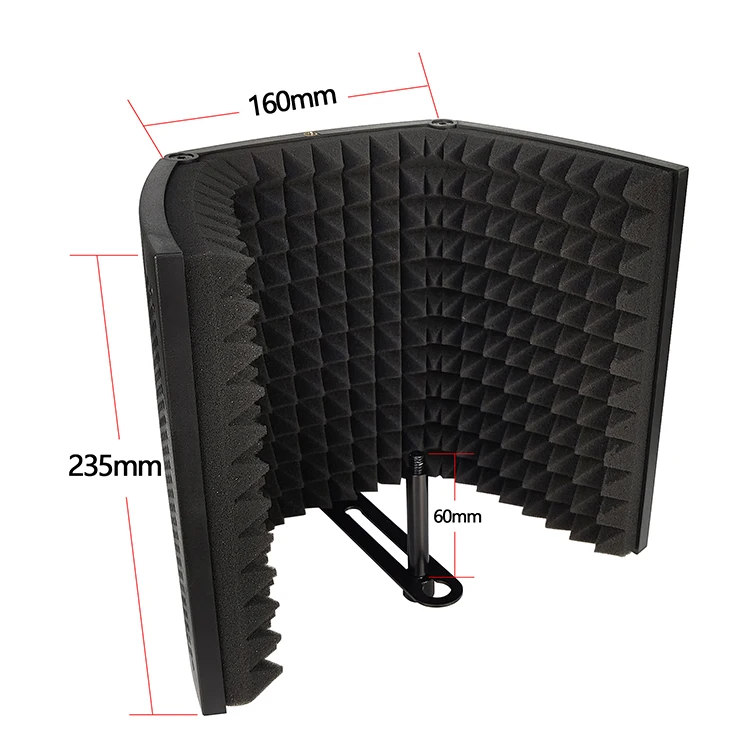 New Design Professional Microphone Isolation Shield Foldable Recording Sound Absorber Foam Panel Sound Insulation Screen