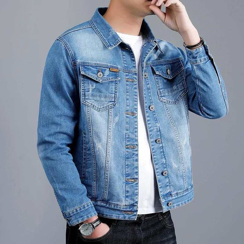 2024 Spring New Men's Casual Cotton Denim Jacket Classic Style Fashion Slim Washed Retro Blue Jeans Coat Male Brand_voghion.com