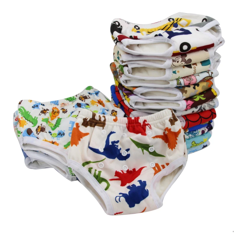 Training Pants Reusable Pull up Diapers Ohbabyka Washable Bamboo Cloth Polyester Babies Printed 2 Layers Microfiber Inserts