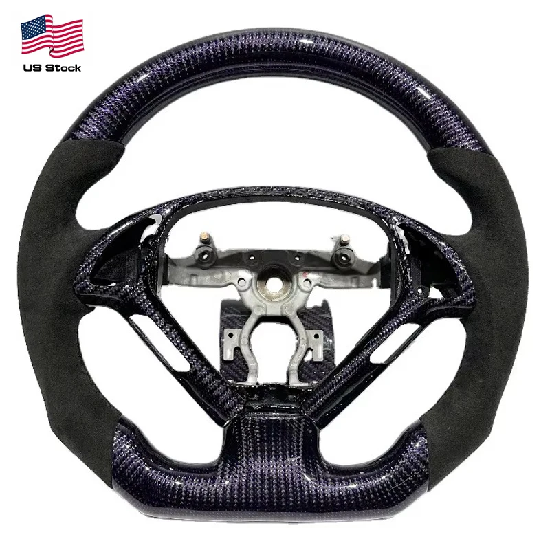 Carbon Fiber & Leather Steering Wheel for Infiniti G37 – Purple Accents