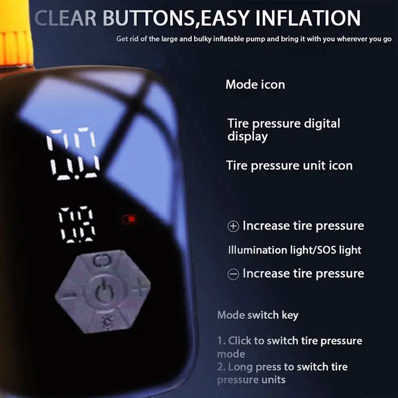 Car Tire Inflation Pump 3600mAh 150Psi Wireless Electric Inflator Portable Air Compressor Intelligent Digital Display Air Pump - view 6