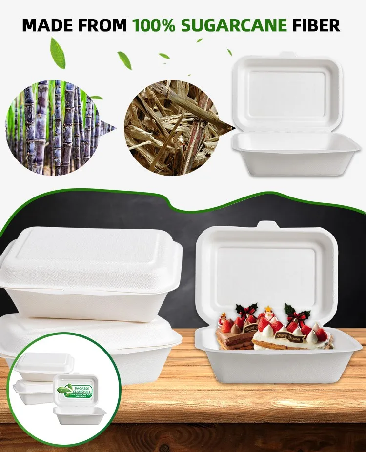 Cheap Leakproof Restaurant Take Away Sugarcane Biodegradable Disposable ...