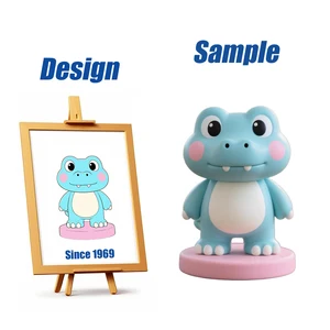 Shengye Custom OEM Small PVC Vinyl Resin Figure OEM Cartoon Toy Design Sky Blue Color Mini Crocodile Animal Action Figure Statue