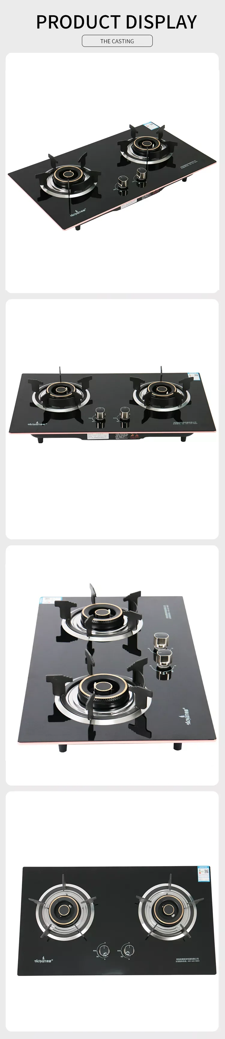 Auto Ignition Gas Cooker Burner Black Tempered Glass Table Gas Cooker