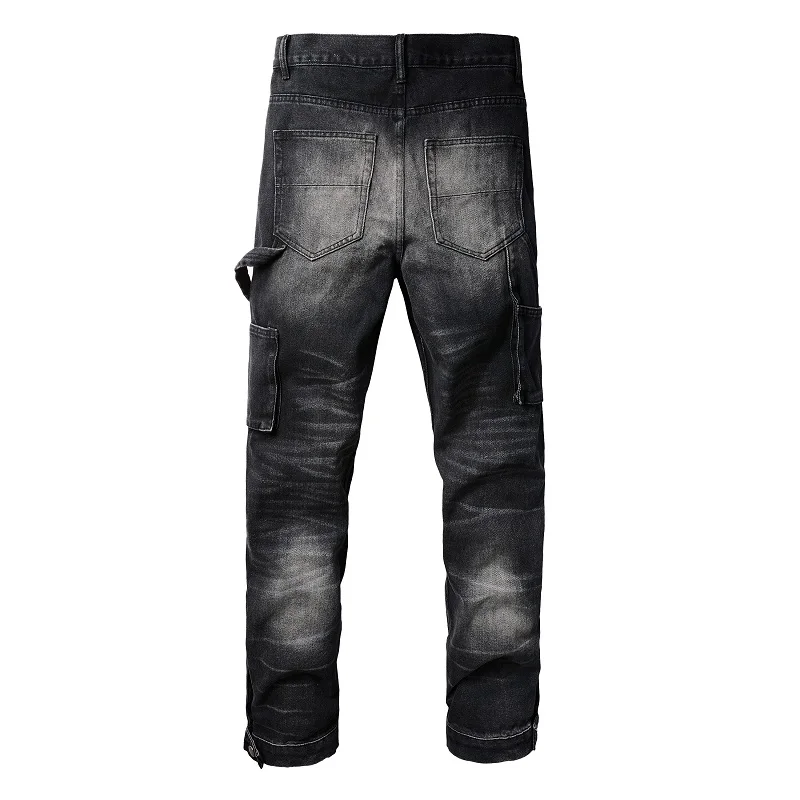 Punk Style Straight-Leg Buggy Jeans for Men - Custom Vintage