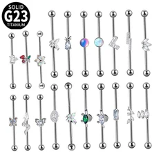 fashion Long stud earrings G23 titanium alloy Piercing jewelry Copper alloy Zircon inlaid Long ear stud Hip hop Body jewelry