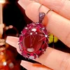 Red corundum pendant with box chain