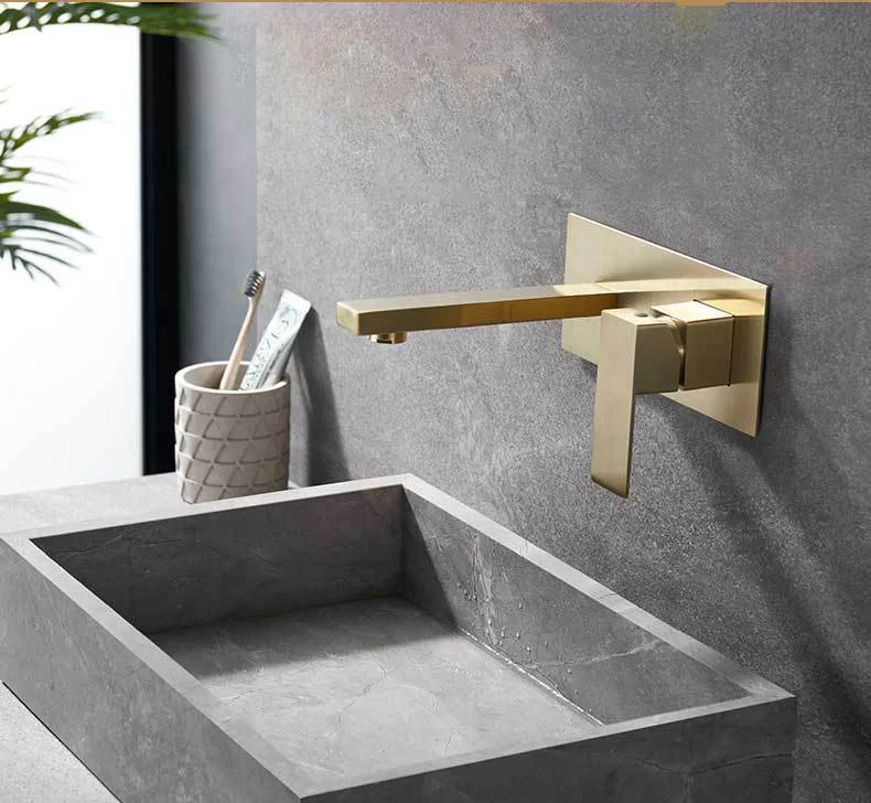 Смеситель для раковины с низким выходом роскошный кран ванной комнаты золото матовой поверхностью настенное