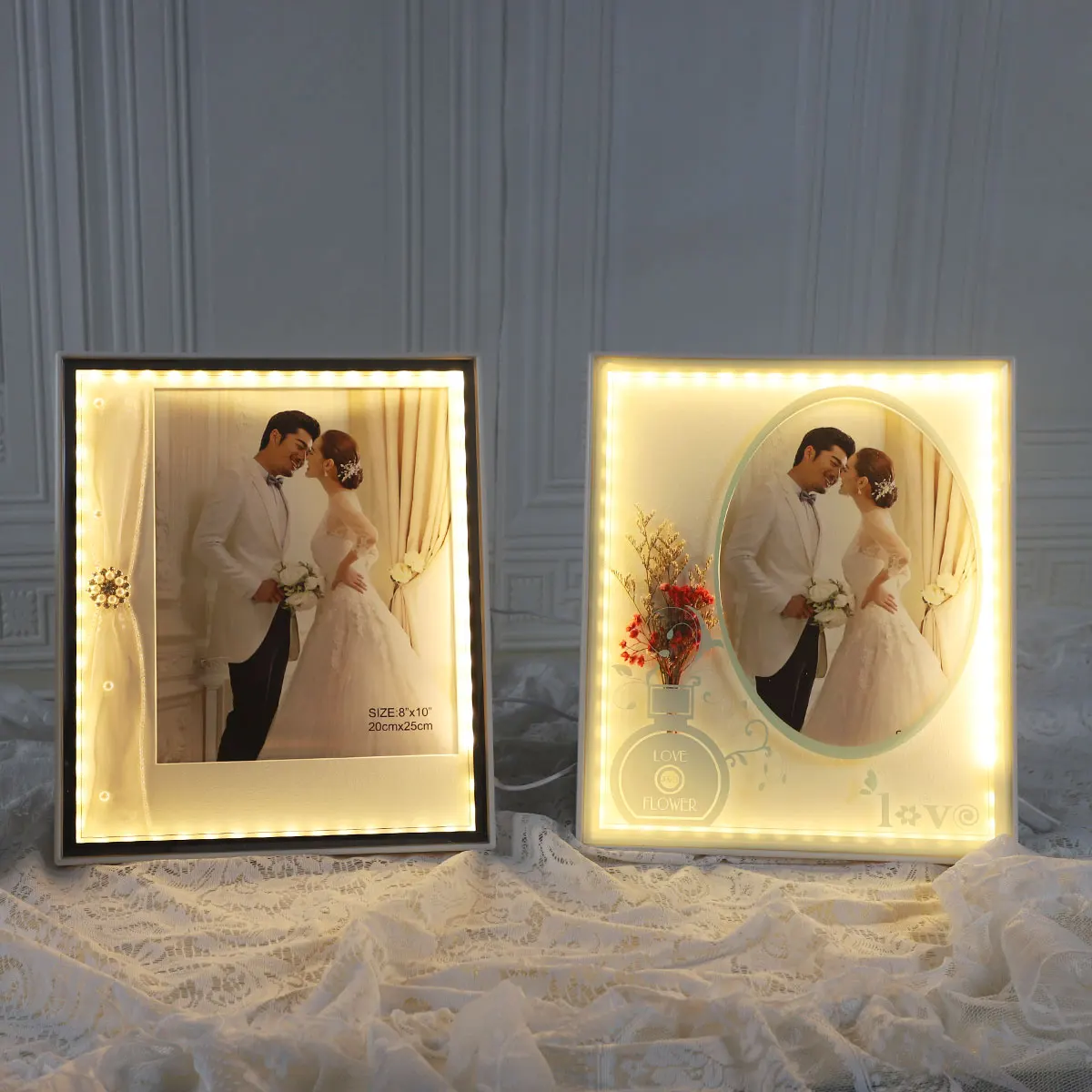 Tariff Reduction Wholesale Hot Sale LED Mirror Acrylic Custom Led Decoracion Photo Frame Table Light