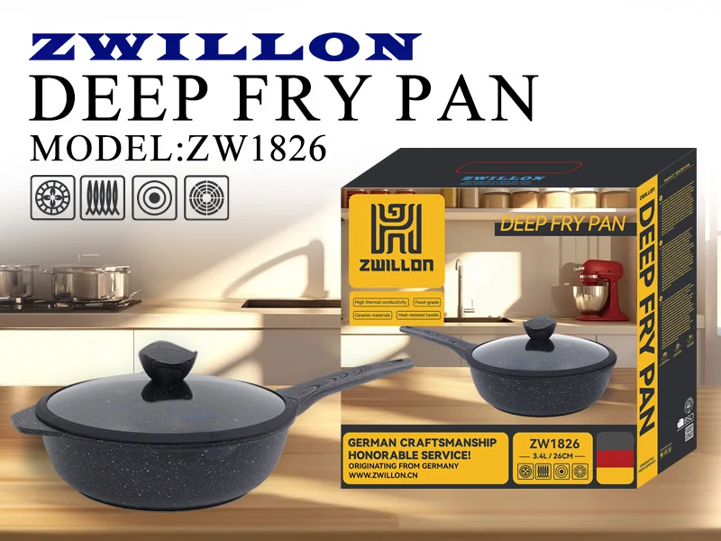 Frying Pan Deep Granite Removable Handle with Glass Lid Chinese Aluminum Alloy Samosa Chicken Non Stick Woks and Stir Fry Pans