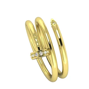 Designer Women Fashion Gemstone Jewelry Gold Plated Nail Ring