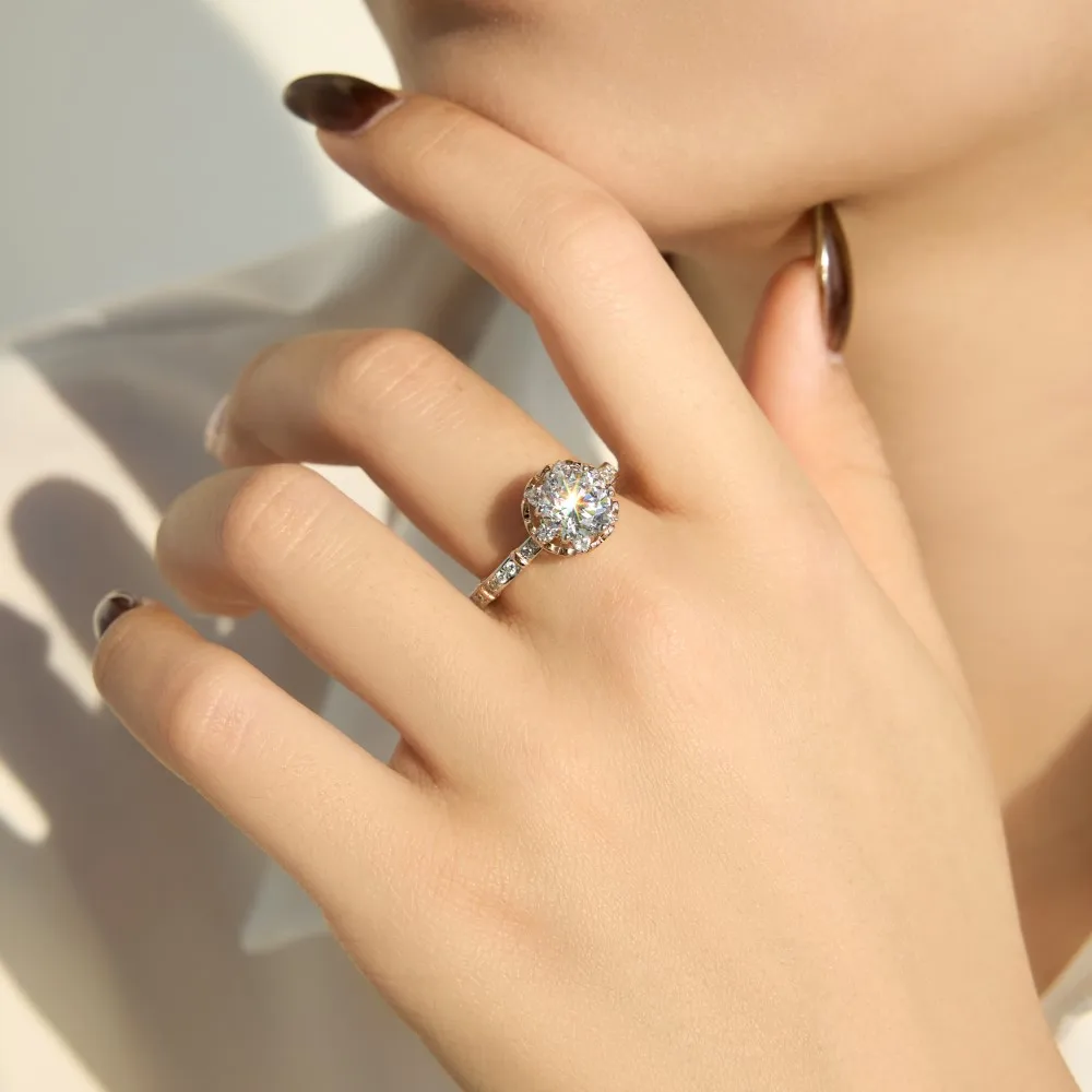 KAKODIY Luxury Design High Top Fine Jewelry 925 Sterling Silver Wedding Ring 5A Zirconia Flower Sparkling Bridal Engagement Ring detail 1