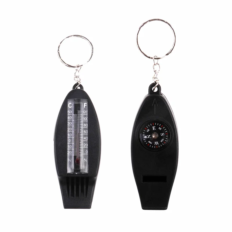 4 in 1 Multifunctional Whistle Key Chain Compass Whistle with Thermometer