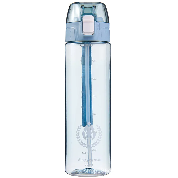 Portable PP PC 600ml 700ml Plastic Water Bottle with Silicone Straw