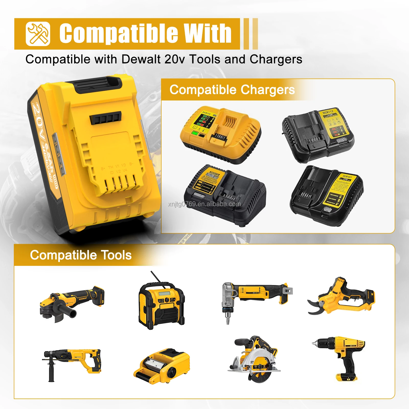 For De-walt 20V Rechargeable Power Tools Battery 10ah 6.0ah 5ah 4.0ah 3.0ah Lithium Ion Battery DCB2460C DCB200 DCB206