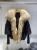 Black+Crystal fox fur collar