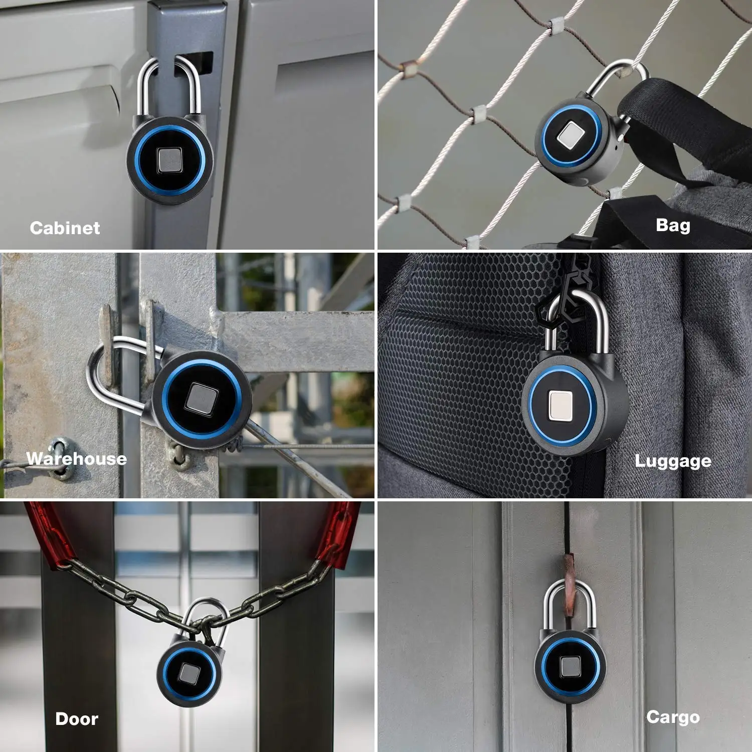 Smart Electronic Keyless Gym Fingerprint Locker Lock Alarm/Smart APP Fingerprint Padlock