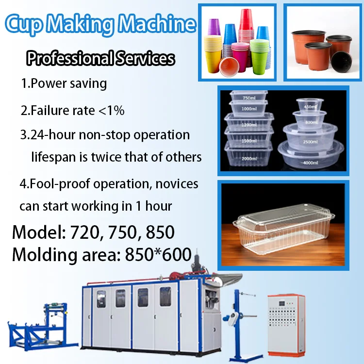 High-Speed Production Plastic Cup Thermoforming Machine Flower Pot Making Machine PP/PS One Time Plastic Cup Making Machine