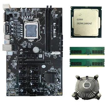 12 GPU B250 LGA 1151 Motherboard Set with G3900 CPU and DDR4 RAM CPU Fans USB 3.0 PCIE B250 Mainboard Combo Kit