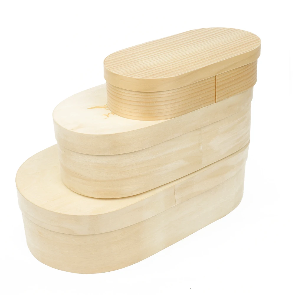 Eco Friendly Customized Poplar Wooden Craft Box Round Wooden Bark Box